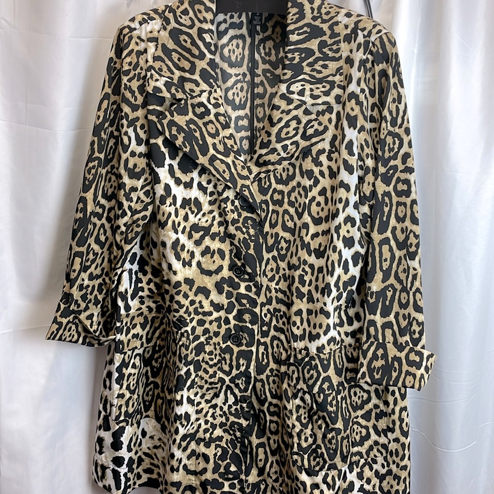 Chico’s Black Label leopard print raincoat